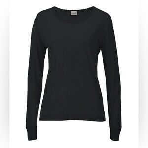 LL Bean Women’s Silk Base Layer Scoop Neck Top Long Sleeve Black Sz L New In Box